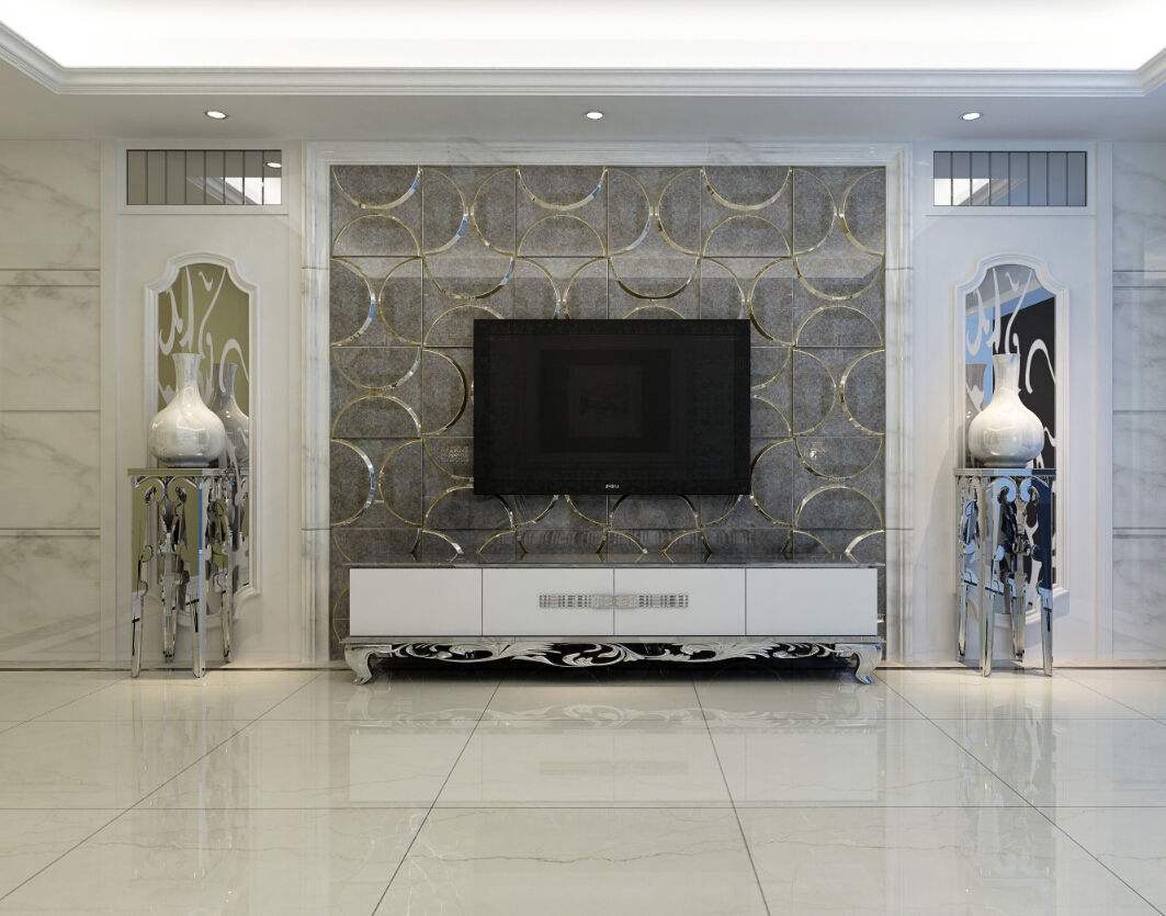 白色微晶石电视背景墙装修设计 – 设计本装修效果图