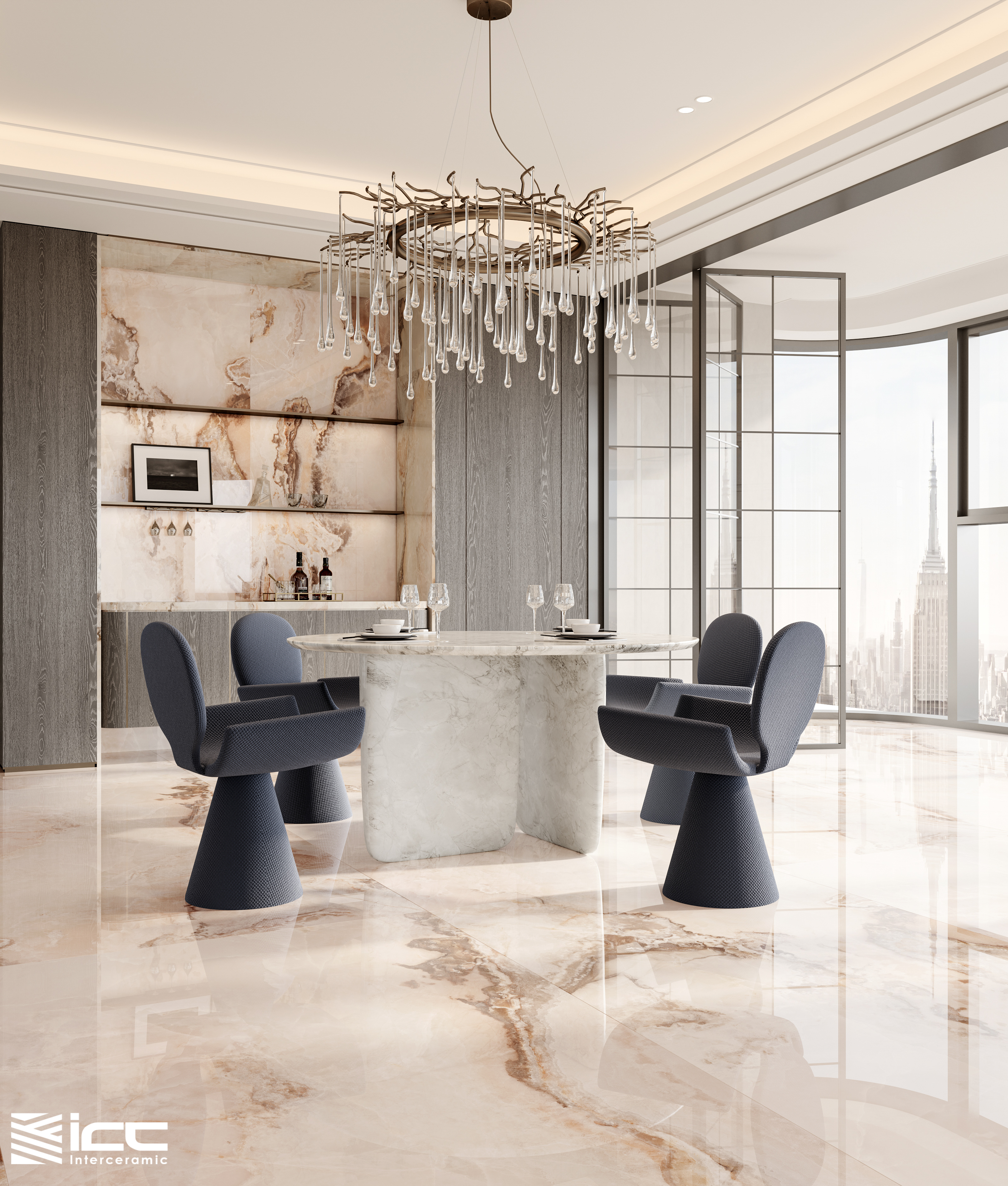 ICC瓷磚巖板|大規(guī)格巖板「霓裳Onyx」系列，以品紅瑪瑙，再造雅奢空間新范本