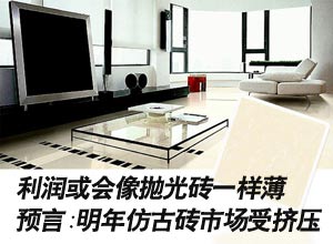 上一篇：明年仿古砖市场的利润额 或会像抛光砖一样薄